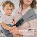 AUYEAZGO Toddler Carrier - Premium Cotton, Large Seat & Back Support, with Large Pocket, One Size Fits Most, Ideal for 6-48 Months (16-44 lbs), Gray, Size: Regular (XS–4XL)