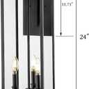 Bestshared Large Outdoor Wall Sconce, 24'' Modern Black Outdoor Wall Lantern, 3-Light Clear Glass Porch Light, Weather Resistant Outside Light for House Entryway Garage Patio, E12 Base(2Pack)