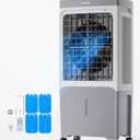 VEVOR Evaporative Air Cooler & Swamp Cooler, 1800 CFM Air Conditioner with 6.8 Gallon Water Reservoir, Remote Control, 12H Timer, 4 Ice Containers, 3 Fan Speeds, Air Humidifier, and Silent Operation