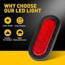 Red Trailer Truck LED Sealed RED 6" Oval Stop/Turn/Tail Light Marine Waterproof Including 3-pin water tight plug