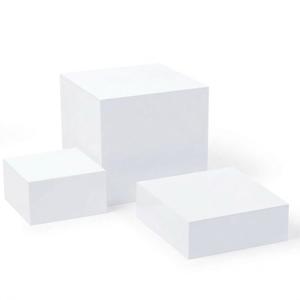 Leinuosen 3 Pcs Large Buffet Risers Set 6" to 12" Acrylic Display Box Catering Dessert Table Riser Food Display Decorative Stand with Hollow Bottom for Catering Supplies(White, Square)