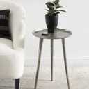 Kate and Laurel Alessia Modern Round Metal Side Table; 15 x 15 x 22; Silver; Decorative Glam Cast Aluminum End Table with Deckled Edge for Bedroom Nightstand or Living Room Accent