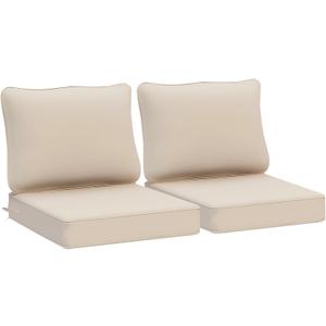 AAAAAcessories Outdoor Deep Seat Cushions, Waterproof, Fade-Resistant Patio Furniture Replacement Cushions, 24" x 24" x 5", Set of 2, Beige (24x24-19'' Mid Back-2 Count)