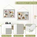 2-Pack Double-Sided Cork Board with Linen, 16" x 12" Hanging Wood Framed Bulletin Board, Picture Display Vision Board Kit Corkboards for Wall School Office Decor, 20 Pushpins (Vintage White)