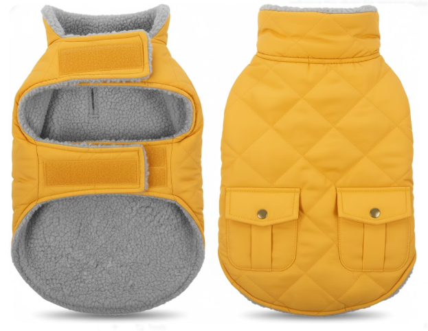 Queenmore Dog Winter Coat Warm Puffer Jacket Waterproof Plush Lining Thermal Cold Weather Vest for Small Medium Large Dogs, Windproof Easy On Pet Jacket Black M