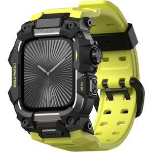 ULTIMAL Rugged Case with Band for Apple Watch 46mm,Compatible with Apple Watch Series 11/10, Military Grade Shockproof Bumper Cover for iWatch Tactical Band Men (46mm,Fluorescent Green)