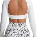 Aoxjox Workout Long Sleeve Crop Tops for Women Clarissa Backless Gym Cropped T Shirt Top (Small)