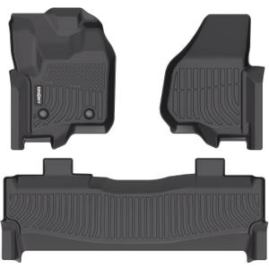 GINOWY-Floor Mats for 2012-2016 Ford F250, F350, F450,F550 Super Duty Crew Cab (Bench Seat), 1st+2nd Row, All Weather Car Mats Custom Fit for Ford F250 Accessories Mat Floor Liners