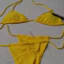 Women Two Piece Thong Bikini Set Sexy Halter Triangle Swimsuit String Brazilian Bathing Suits (Small, Yellow)