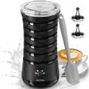 Secura Electric Milk Frother, Automatic Milk Steamer, 4-IN-1 Hot & Cold Foam Maker-8.4oz/240ml Milk Warmer for Latte, Cappuccinos, Macchiato with Silicone Spatula, Quiet Operation & Shut-off (Black)