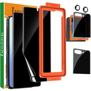 IMBZBK [Auto Installation] 2 Pack Privacy Screen Protector for Samsung Galaxy Z Flip 7, 2 Inside AntiSpy Film + 2 Front Tempered Glass + 2 Camera Lens Protector Accessories
