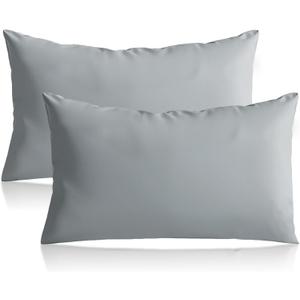 Ultra-Chill Cooling Pillowcase Set of 2 for Hot Sleepers, Softer Than Silk Pillow Cases for Protecting Hair & Skin, Breathable Bed Pillow Covers w/Zipper, Gifts for Women & Men(Ash Gray, Queen)
