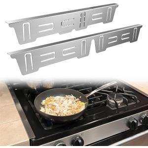 Stove Gap Covers Stainless Steel, Stove Gap Filler Between Stove and Counter, Stove Gap Guards and Range Trim Kit, Easy Retractable Length 13.8" to 27.6", Width 1", Heat-Resistant Stove Guard (2 Pack)