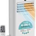 SereneLife 10,000 BTU Portable Air Conditioner and Heater, Small AC with Dehumidifier and Fan, Mini AC Unit with 450 Sq. Ft. Coverage, Includes Remote Control and Window Mount Kit (White)