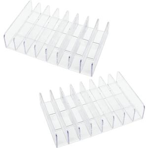 8 Slot Eyeshadow Makeup Palette Organizer, Acrylic Desk Organizer for Sorting Mail, Bill Money Organizer for Cash Envelope, Cash Tray for Cash Stuffing, Use in Home&Office - Clear - 2 Pack