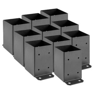 SPACEEUP 4x4 Post Base Set of 10, Inner Size 3.6"x3.6" Post Base Brackets, Heavy Duty Powder-Coated Post Anchor Matte Black Wood Post Brackets for Pavilion Deck Railing Support Deck Base Plate