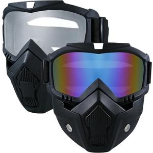 2 Pack Motorcycle Mask,Tactical Full Face Mask Ski Mask Goggles Detachable,Airsoft Mask Full Face, Paintball Mask