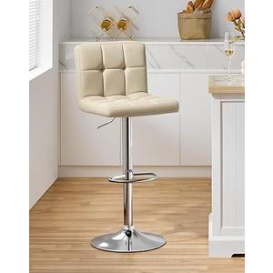 Yaheetech Bar Stools, PU Leather Adjustable Barstools, Modern Counter Stools with Back and Footrest, Counter Height Barstools for Bar, Kitchen, Dining Room
