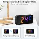 2 Pack Alarm Clock for Bedroom, RGB Digital Clock Large Display, Dual Alarm Clocks for Bedrooms Heavy Sleepers, Plug-in Desk Clock with Temperature, Dimmable Night Mode, Battery Backup(White+Black)