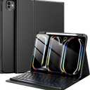 TiMOVO Keyboard Case for iPad Pro 11 Inch M5 2025/M4 2024 with Pencil Holder, Magnetic Detachable Keyboard with Backlight, Black