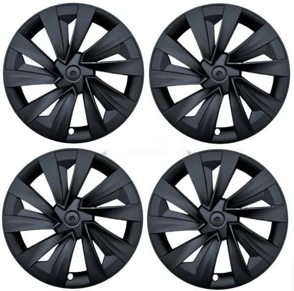 （4PCS） Wheel Cover for Tesla Model Y Juniper 19 Inch 2025 Car Replacement Wheel Cover Automobile Hub Cap Full Rim Car Accessories (4PCS Matte Black)