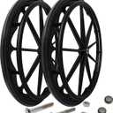 Wheelchair Wheel Replacement Parts 24 Inch, Wheelchair Wheel Replacement with Bearings and Hand Wheel, Non-Pneumatic Solid Wheelchair Rear Wheel (24 * 1(1 Pair))