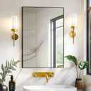 TRAHOME Bathroom Vanity Mirror for Wall, 20" x 30" Metal Framed Rectangular Bathroom Wall Mirror for Over Sink, HD Shatterproof Glass, Hangs Horizontally or Vertically(Black)