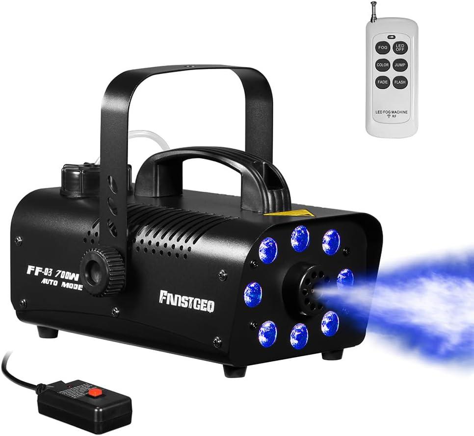 Fog Machine with 8 LED Lights, 700 Watts Smoke Machine with Wireless Remote, Manual Control, Auto Mode-Perfect for Halloween Party Wedding Stage