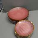 100PCS Pink Plastic Plates-Crystal Design Pink Disposable Plates with Gold Rim, Fancy Disposable Plates Include 50 Dinner Plates, 50 Dessert/Salad Plates for Party & Wedding