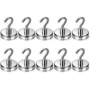 2 x Magnetic Hooks 10 Packs, 50Lbs Strong Magnetic Hooks, 10 Pcs Strong Locker Magnetic Hooks for Hanging