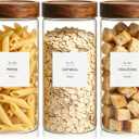 KEYWING 46 fl.oz Glass Jars with Airtight Lids, Food Storage Jars 3Pcs | Clear Food Containers For Pantry Organization Kitchen Canister Set for Cookie Rice Sugar Snack Coffee Bean, with 126 Labels