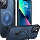 TORRAS Magnetic Kickstand for iPhone 13/ iPhone 14 Case [Compatible with MagSafe][Sturdy & Versatile Stand] Military-Grade Shockproof Translucent Slim Protective Anti-Fingerprint Anti-Scratch, Black