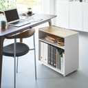 YAMAZAKI Home Hideaway Storage Cart, Rolling Cart Adjustable Shelves, White, One Size