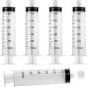 60mL Syringes without Needle, Luer Lock Big Syringe with Cap, Sterile Individually Wrapped, Accurate Liquid Measurement - 10 Pack for Lab Use and Home Care