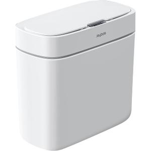 JOYBOS Bathroom Trash Can,3 Gallon Waterproof Automatic Small Bathroom Garbage Can with Lid, Slim Motion Sensor Plastic Narrow Trash Bin for Bedroom, Kitchen, Office,RV White