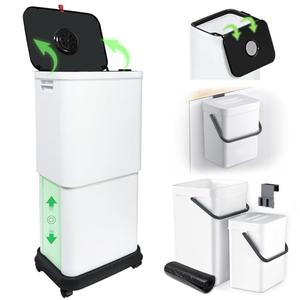 Gintan 13 Gallon Trash Can with Lid, 25-45 L Altitude Variable Bin, Garbage Can with Wheels for Kitchen, Bathroom, Bedroom, Office, with Two Space-Saving Hangable Small Waste Bin and Garbage Bag Gintan 13 Gallon Trash Can with Lid, 25-45 L Altitude Variable Bin, Garbage Can with Wheels for Kitchen, Bathroom, Bedroom, Office, with Two Space-Saving Hangable Small Waste Bin and Garbage Bag