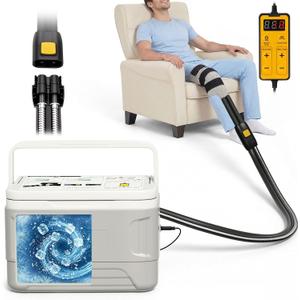 Cold Therapy Machine, Quiet Ice Machine for Knee After Surgery with Kink Free Built-in Stainless Steel Hose, Customizable Controller, Leak-Proof Connectors for Knee, Ankle, Joint Recovery