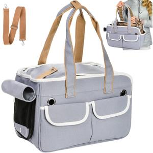 Collapsible Pet Carrier, Soft Sided Cat Carrier for Small Cats up to 12 Lbs, Airline Approved Portable Pet Travel Bag with Shoulder Strap, Mesh Top Load Small Dog Carrier Bag for Outdoor