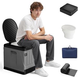 Portable Camping Toilets for Adults - Extra Large Travel Porta Potty with InnerPotty and Carry Bag, 400lbs Load Camp Toilet for Car, Hiking, RV, Beach, Indoor, Outdoor