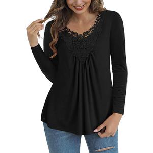 Tralilbee Women's Plus Size Tops Casual Blouse Short Sleeve Lace Crochet Tunic Tops, 2XL