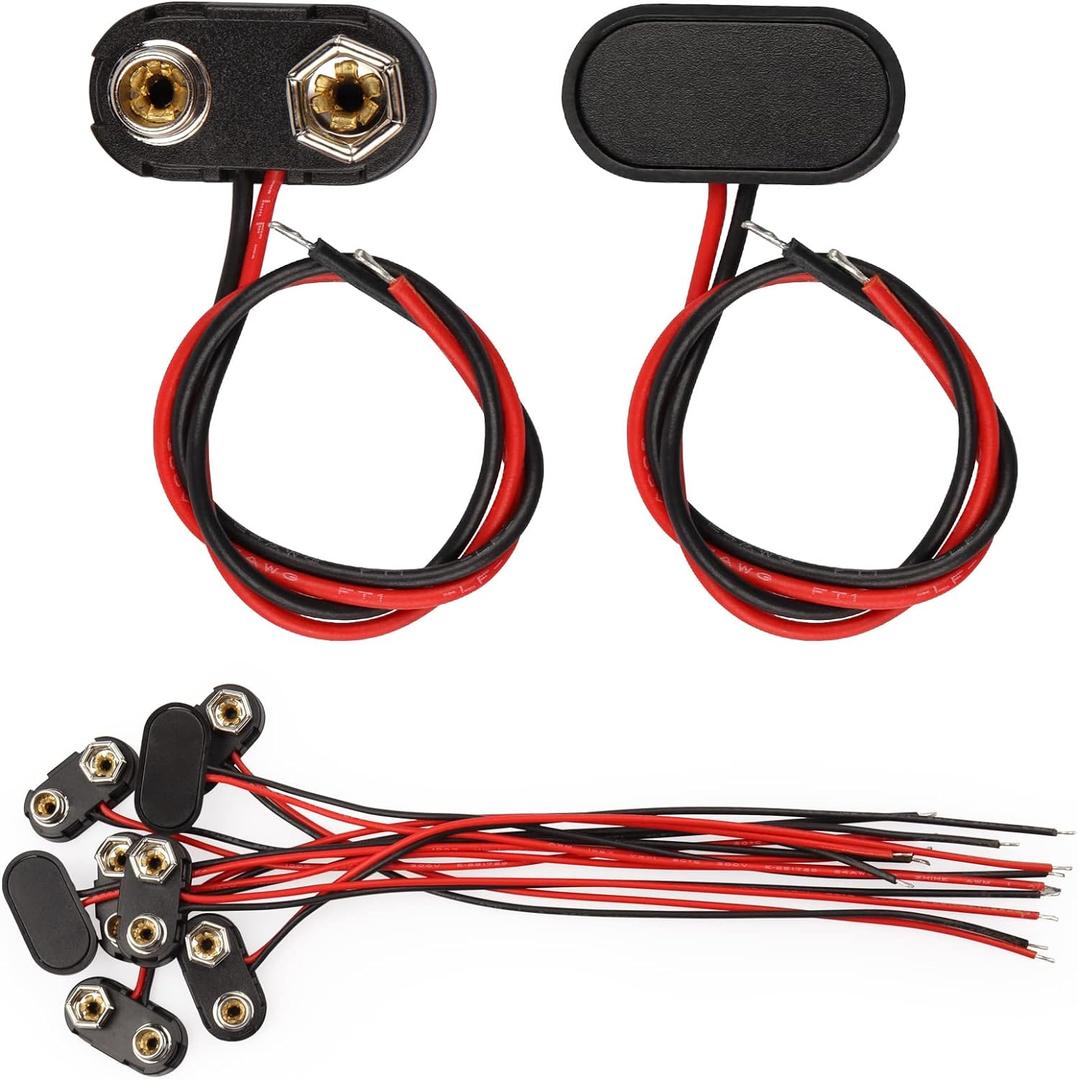 9V Battery Connector,10 PCS T-Type 9 Volt Buckle Connector Hard Plastic Shell Used in Student Experiment,or Other Equipment with Battery