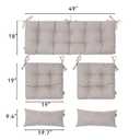 STillcomsy Outdoor Wicker Chair Cushions of 5Pieces,Tufted Patio Bench Cushions & 2Seat Cushions with Ties,2Lumber Pillows,Waterproof Cushions for Patio Furniture -Tan/Taupe
