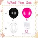 60pcs Hot Pink Black Clear Balloons Kit, 12 Inch Gothic, Glam & Princess Theme Party Balloons for Birthday, Graduation, Halloween, Mother's Day & Boho Chic Events Decorations