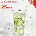 Ginkgo 32 oz Clear Plastic To Go Cups with Lids and Wide Straws, 25 Pack Sturdy & Leak-Proof Disposable Iced Coffee Cups for Smoothies, Boba Tea, Dirty Soda & Cold Drinks