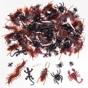 JIAWLEN 120 Pieces Realistic Plastic Bugs Trick Joke 9 Types Scary Insects Cockroaches Spiders Centipedes Scorpions Worms for Halloween Party April Fools Day Decorations