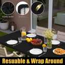 Smiry Rectangle Picnic Table Cloth, Waterproof Elastic Fitted Tablecloths for 4 Foot Tables, Washable Polyester Table Cover for Camping, Indoor and Outdoor (Black, 36"x48")