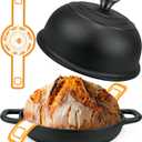 5QT Pre-Seasoned Cast Iron Dutch Oven For Bread Baking, Dutch Oven with Domed Lid, Sourdough Bread Baking Supplies, Multi-Functional Bread Pan For Baking, Frying, Roasting