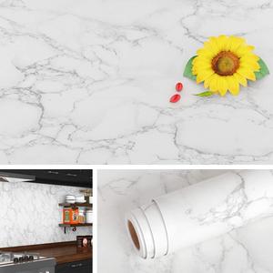 Livelynine 36 x197 Wide Thick White Marble Contact Paper for Countertops Peel and Stick Waterproof Wallpaper for Kitchen Counter Top Covers Self Adhesive Vinyl Countertop Wrap Desk Table Stickers