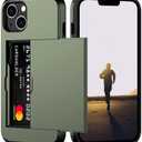 Nvollnoe for iPhone 13 Case with Card Holder Heavy Duty Protective Dual Layer Shockproof Hidden Card Slot Slim Wallet Case for iPhone 13 for Women&Men(Green) (Green-Standard Storage)
