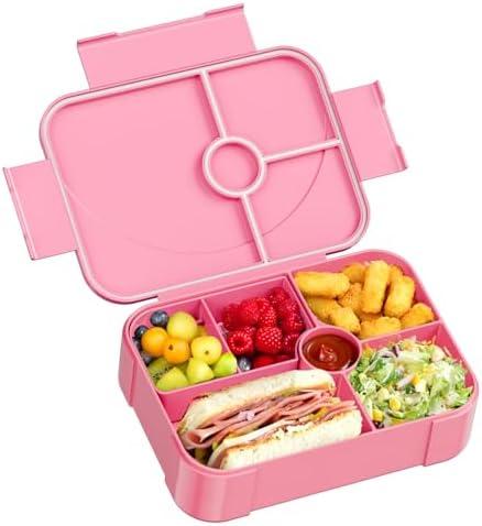 Winproper Lunch Box Kids Bento Box, Leakproof Bento Lunch Box with 6 Compartments, BPA-Free Men Women Lunch Containers for Adults/Kids/Students, 40 oz Portable On-the-Go Meal and Snack Packing - Pink Winproper Lunch Box Kids Bento Box, Leakproof Bento Lunch Box with 6 Compartments, BPA-Free Men Women Lunch Containers for Adults/Kids/Students, 40 oz Portable On-the-Go Meal and Snack Packing - Pink